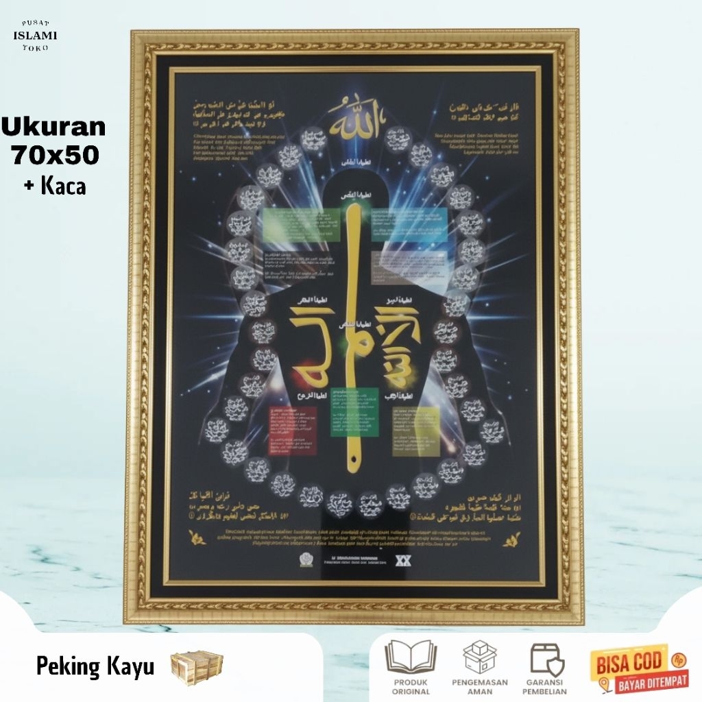 pigura poster diagram latifah ukuran 70x50 peking kayu