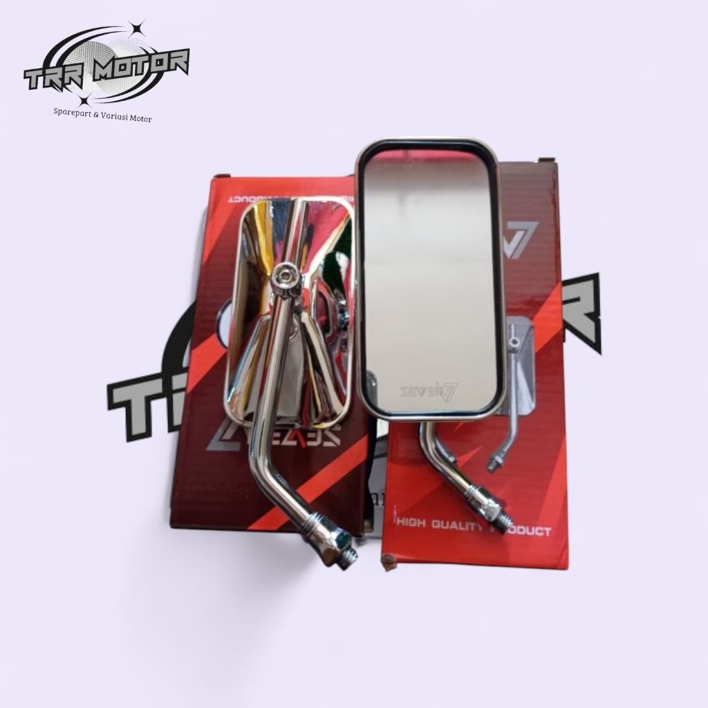 Spion Retro Kotak Bulat Seven Tangkai Besi Chrome CB CLASSIC TIGER GL - Universal Sepeda Motor Honda