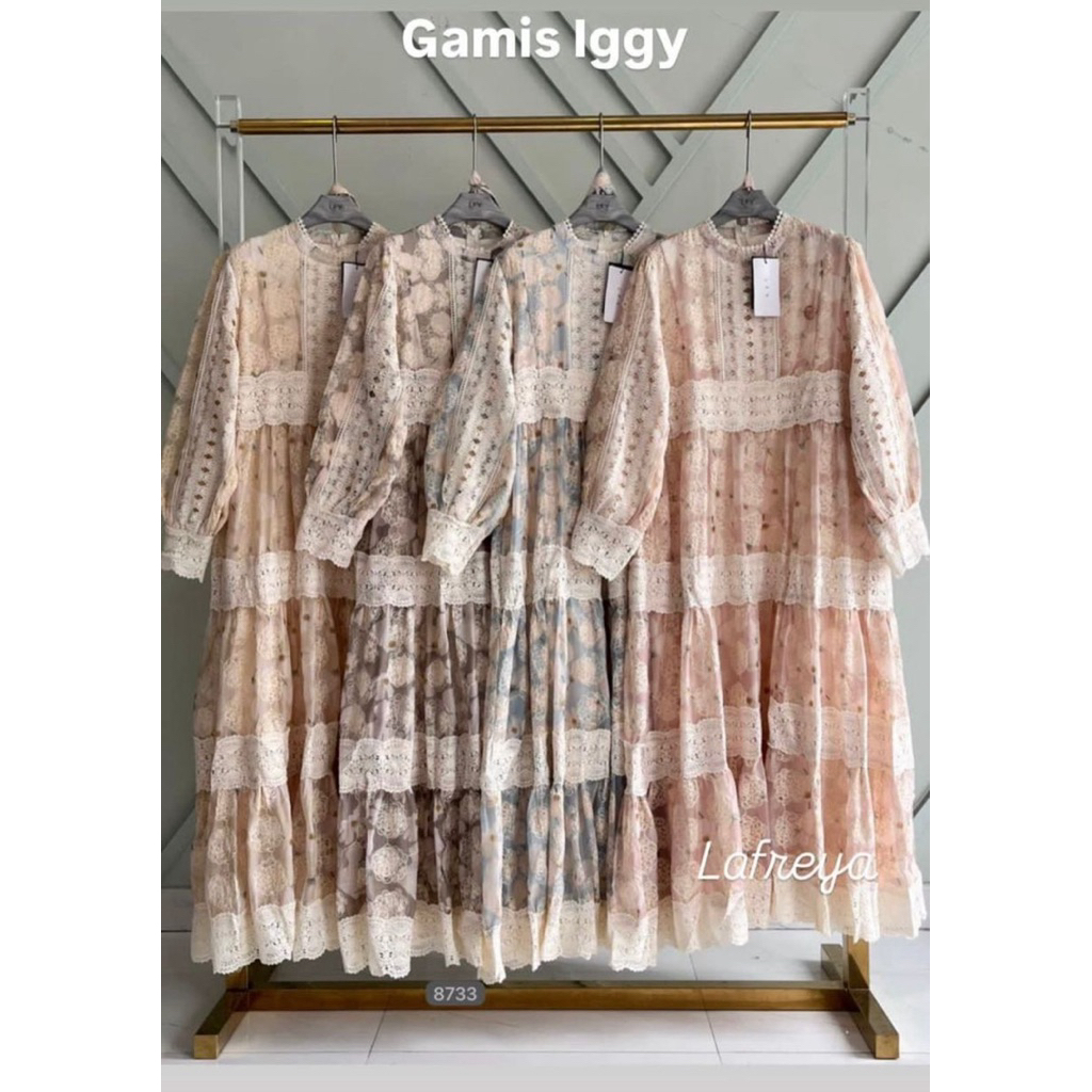 gamis iggy, dress lfy, lafreya dress, gamis bkk, gamis putih, white maxi, dress katun bordir, gamis 