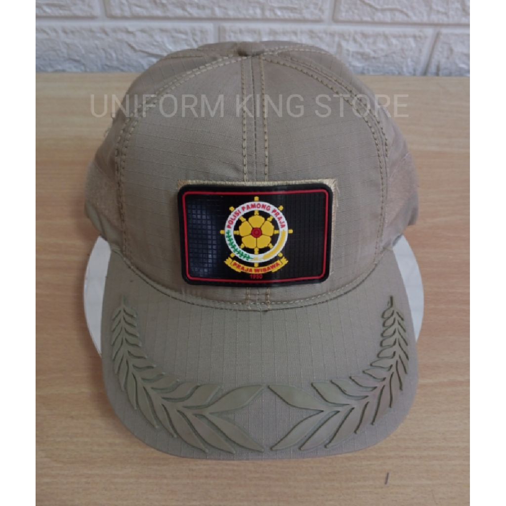 TOPI SATPOL PP PAMEN KREM 1 PATCH RUBBER - TOPI SATPOL PP PAMEN KREM TEMPELAN PEREKAT KARET PATCH RU