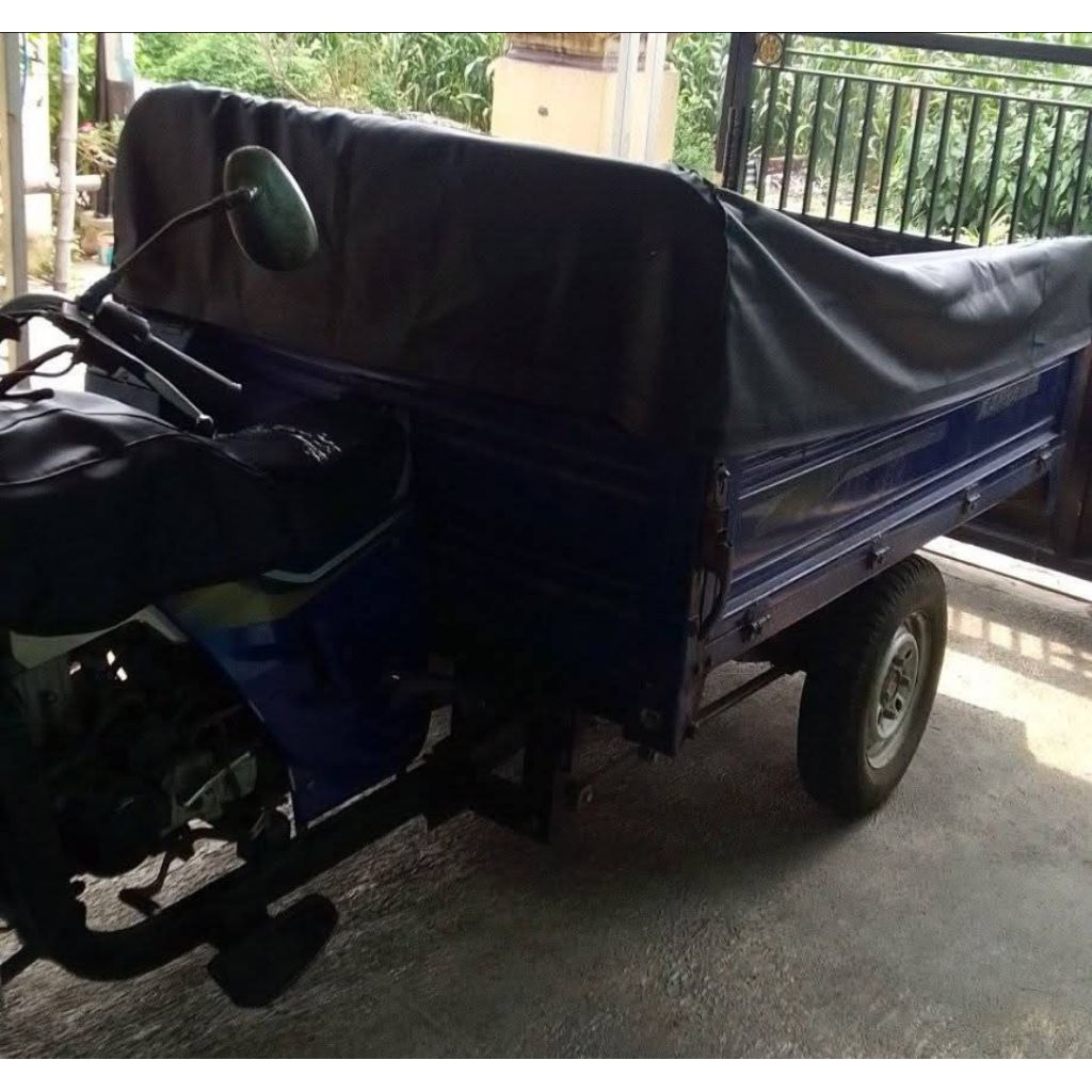 terpal tenda tutup bak datar motor roda3 viar200cc/ 200cc Long, atap tanpa sambungan