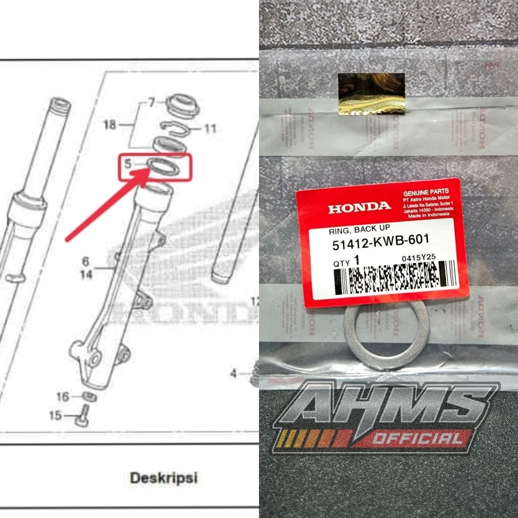 Ring Back Up Shock Depan Vario 150 125 BeAT Scoopy 51412KWB601