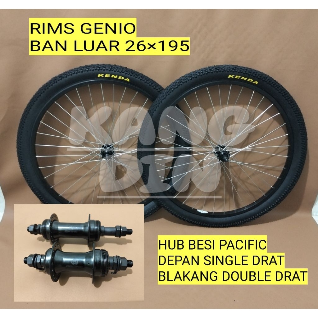 Wheelset Velg Sepeda 26 GUNUNG° MTB° FEDERAL Rims Alloy Hub Besi Model Drat Ulir Set Ban Luar Dalam 