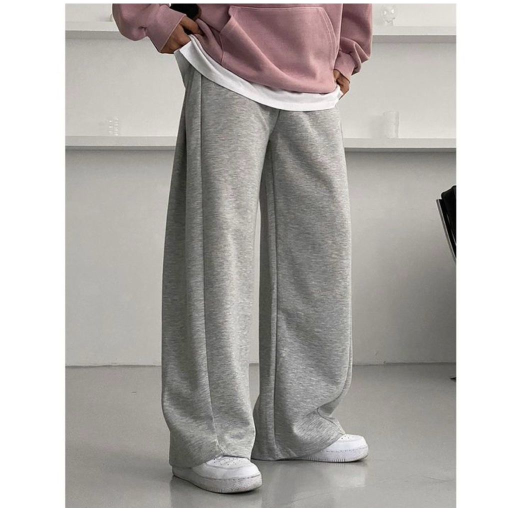 Celana Training Baggy Pria Loose Pants Korean Style Highwaist Flacee Sweatpants Loose Baggy