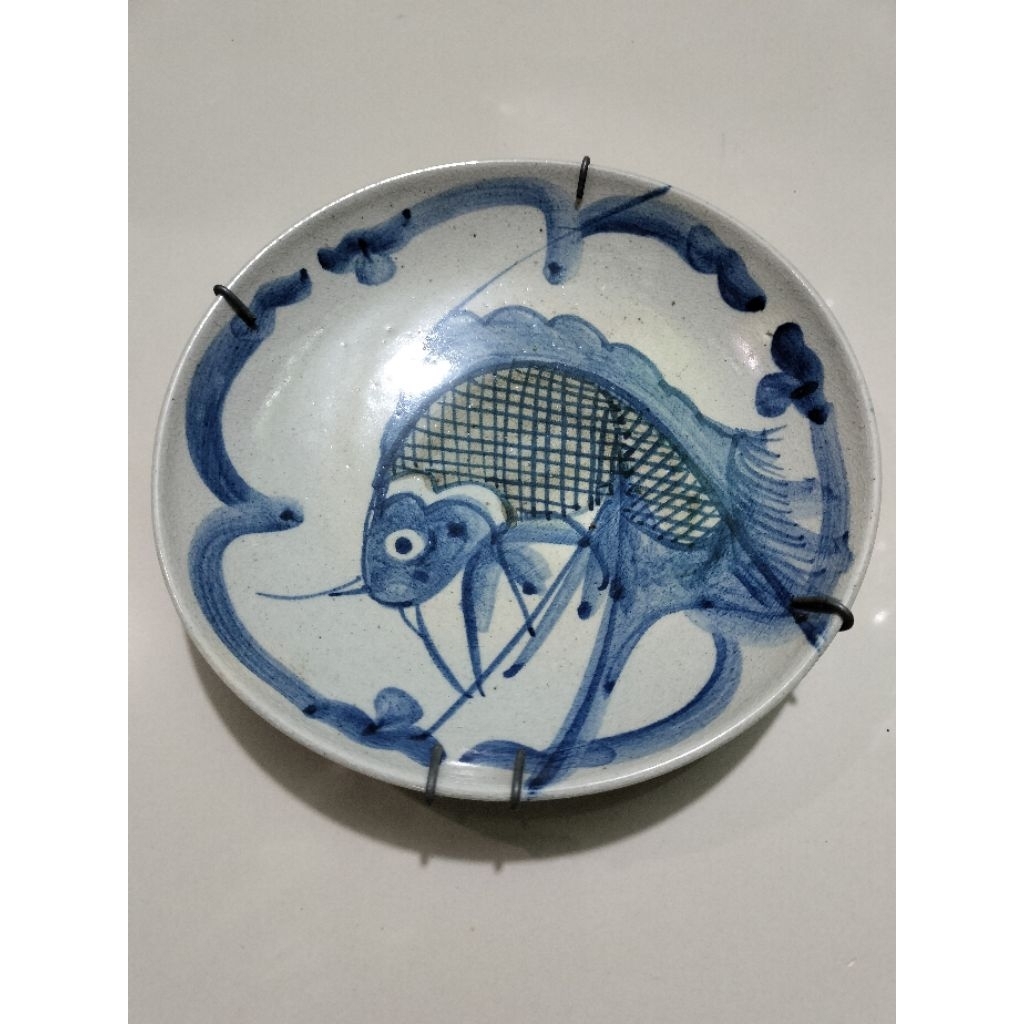 Piring antik china ikan mas keramik dia19cm temuan