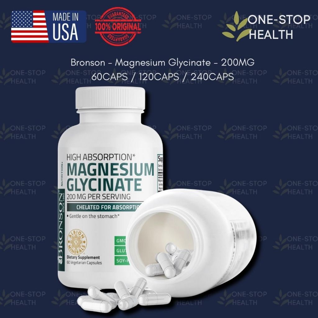 Magnesium Glycinate 200MG - 60/120/240CAPSULES - Bronson Magnesium Glycinate