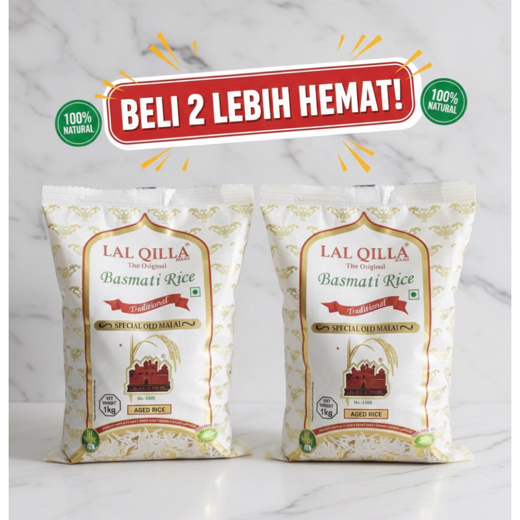 Paket 2pcs Beras Basmati Lal Qilla Kemasan 1kg