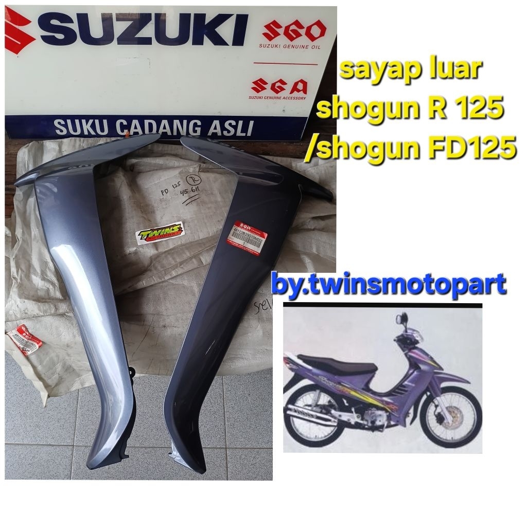 sayap tebang luar suzuki shogun R 125 ungu/abu2  asli original suzuki genuine part shogun 125 R shog