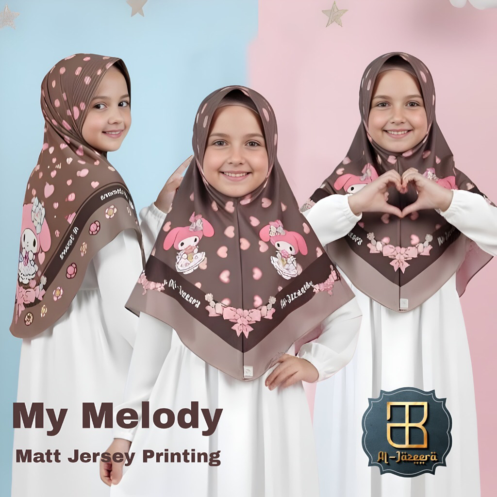 Hijab anak Motif Jilbab Instan Motif MY MELODY Terbaru Jarsey Premium Kerudung Al JAZEERA hijab