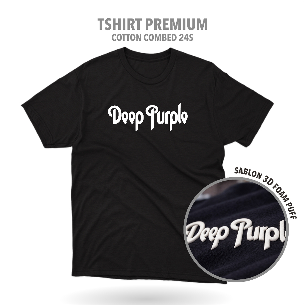 Designation - Kaos Band DEEP PURPLE Cotton 24s  3D Puff Premium / Baju Distro Sablon Polyflex 3D Foa