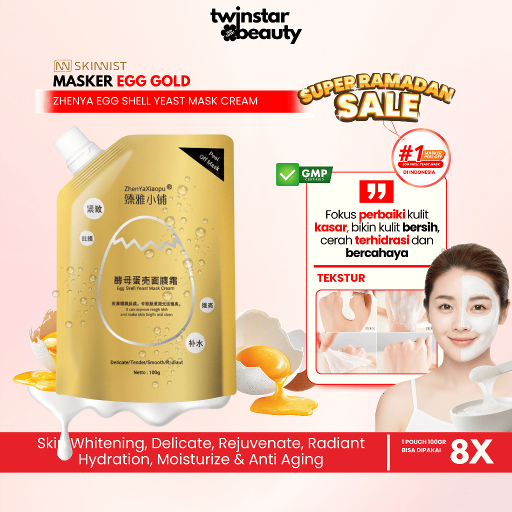 [ EGG SHELL MASK ] Masker BPOM Zhenyaxiaopu egg shell yeast mask 100gr anti-aging mengencangkan, men