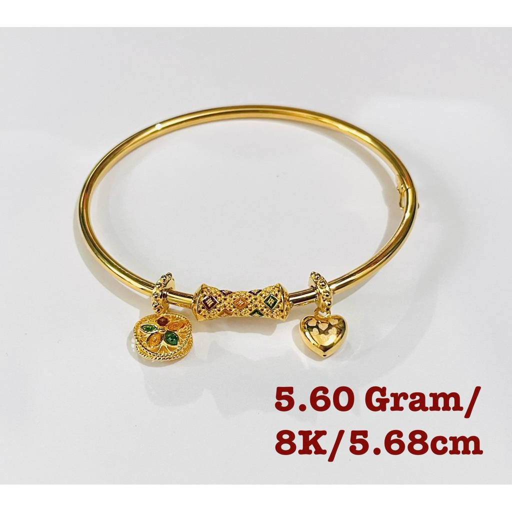 GELANG PIPA EMAS CHARM 5.6 GRAM KADAR 8K