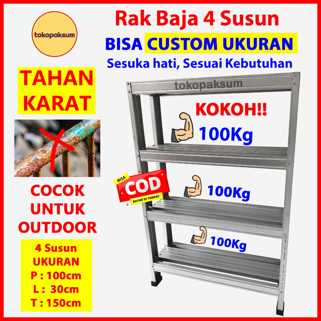 RAK BAJA TAHAN KARAT Serbaguna Rak Gudang Rak Besi Baja Ringan Rak Aquarium Rak Besi Pot Bunga Bukan