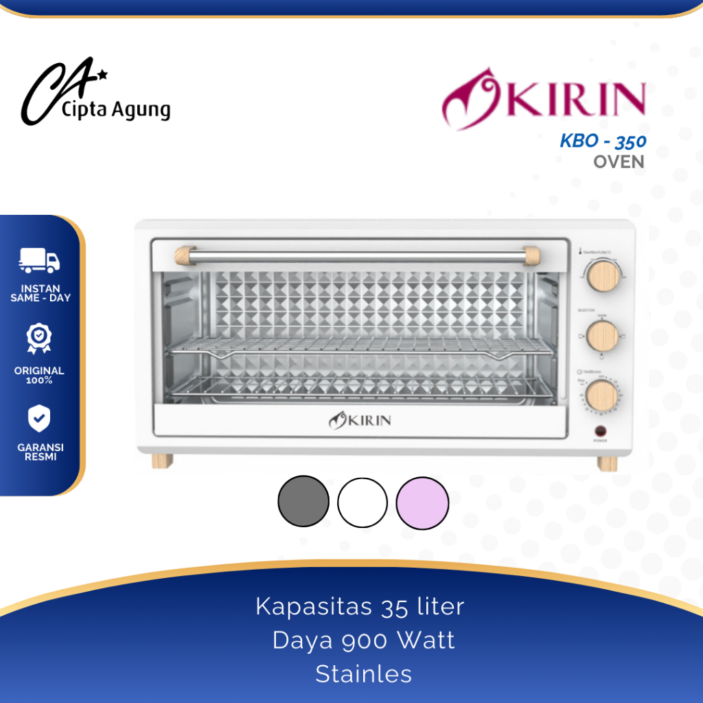 KIRIN BEAUTY OVEN 35L35 LITER KBO -350 KBO 350 WB  KBO350WB KBO350 350WB GREY PUTIH PINK - LOW WATT 