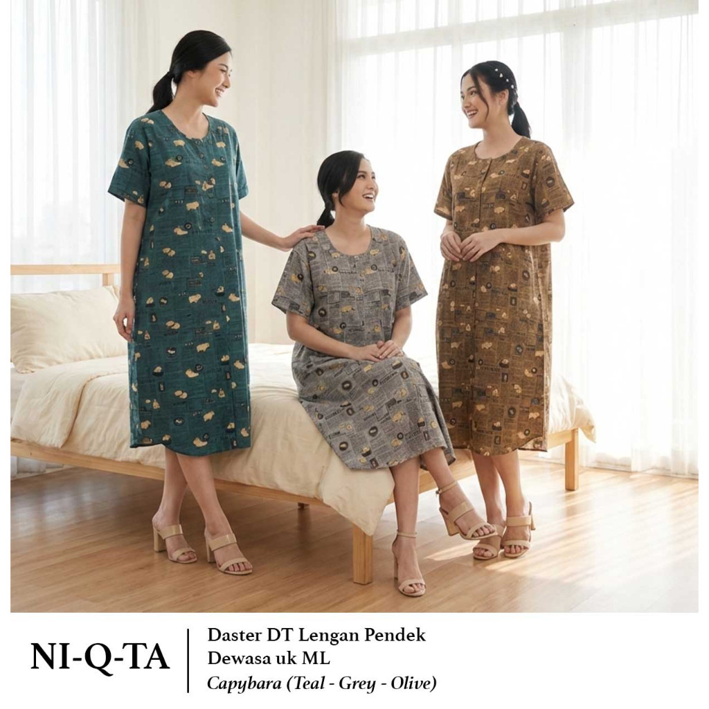 Daster DT Lengan Pendek Katun jepang NIQTA Dewasa (Ukuran M, L) Baju Tidur Bumil Busui Friendly NQT