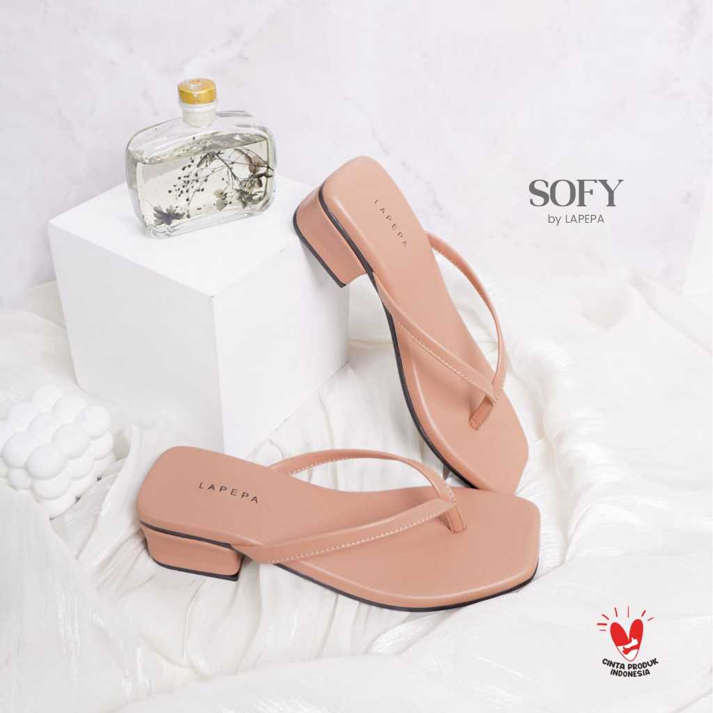 LAPEPA - SOFY Sandal Wanita Jepit High Heels Tinggi Sedang 4cm Size 36 - 40 Hak Tahu Heels Pesta Sep