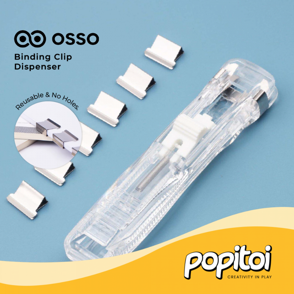 OSSO Binding Paper Clip Dispenser Push Clamp Jepitan Klip Kertas Jilid Staples