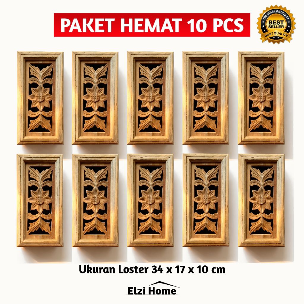 PAKET HEMAT LOSTER KAYU JATI 10 PCS ROSTER VENTILASI UDARA RUMAH ASLI