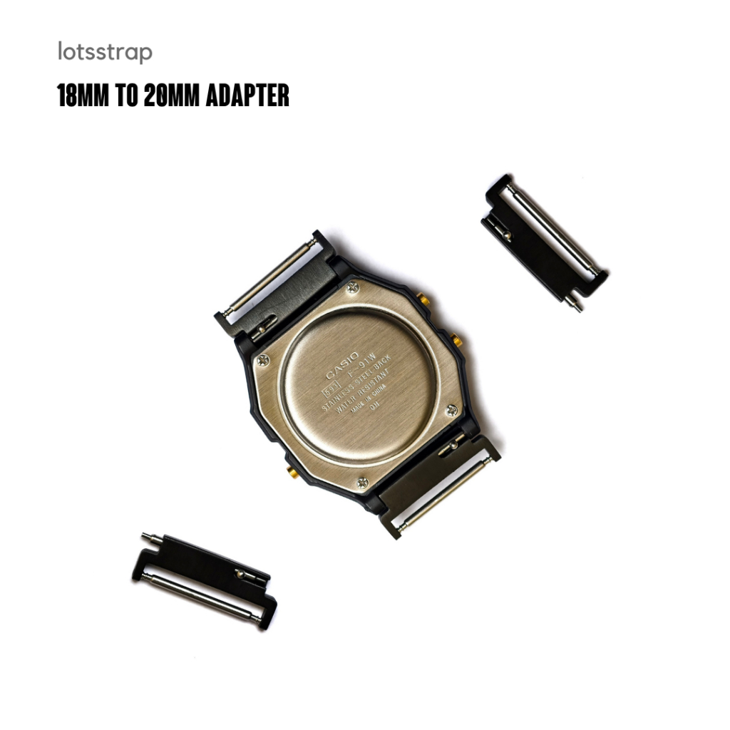Strap Adapter Metal 18mm to 20mm untuk Casio F91 F91W F94 A168 AE1200 AW1300WH W217H W218H DB36 WS20