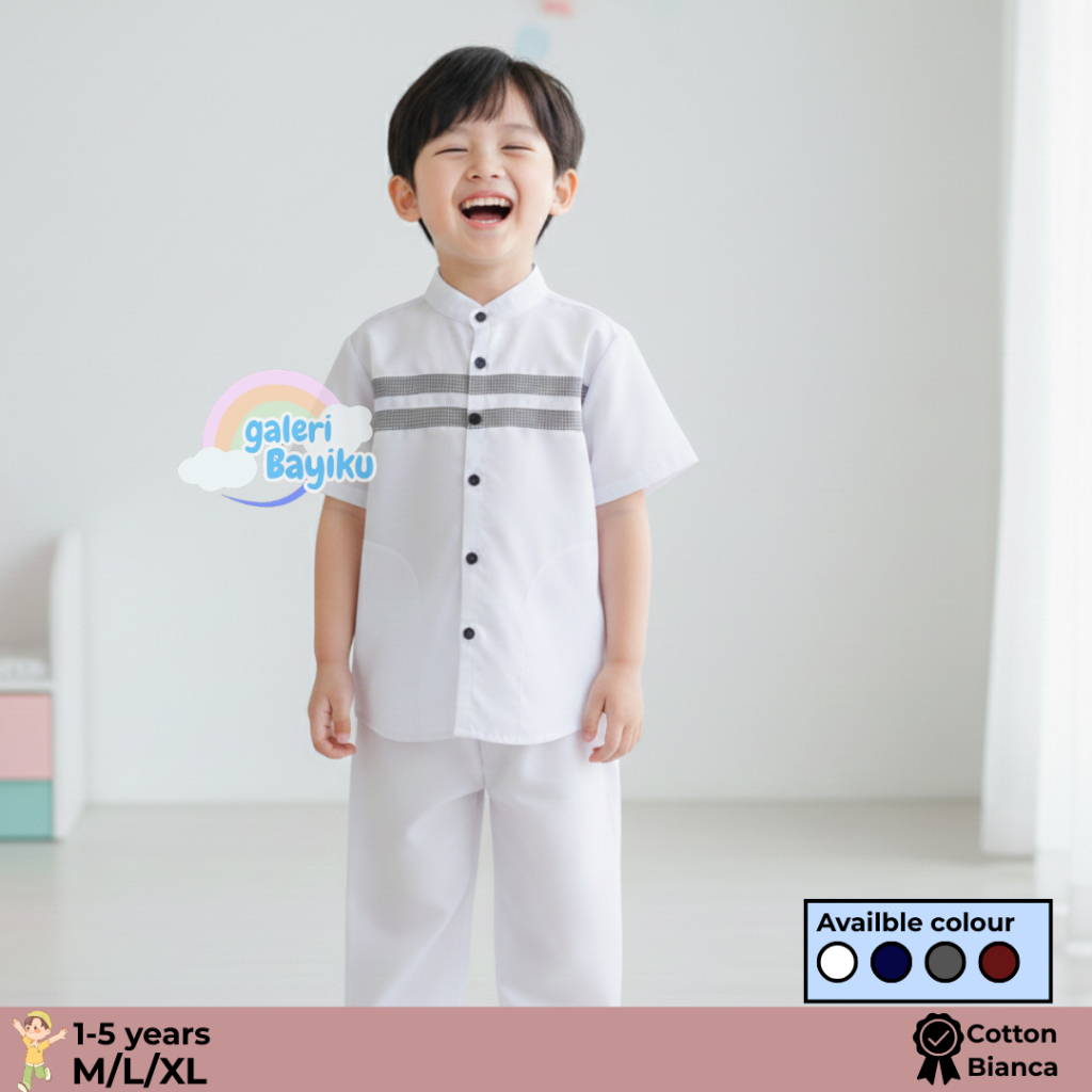 SETELAN KOKO ALJABAR 1-9TAHUN / BAJU KOKO ANAK 1 2 3 4 5 6 7 9 TAHUN / BAJU KOKO PUTIH MANASIK HAJI