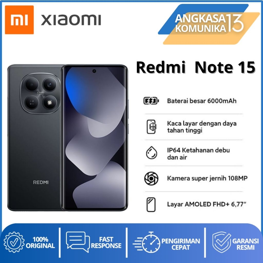 (TERBARU)Xiaomi Redmi Note 15 4G NFC (8/128GB) (8/256GB) Extended RAM 16GB-108MP-Garansi Resmi