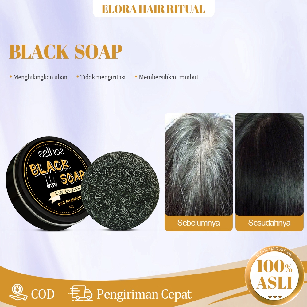 Eelhoe Black Soap Pria 50g Pria Rambut Hitam Sabun Penggelap Rambut Sabun Sampo Bar Penggelap Polygo