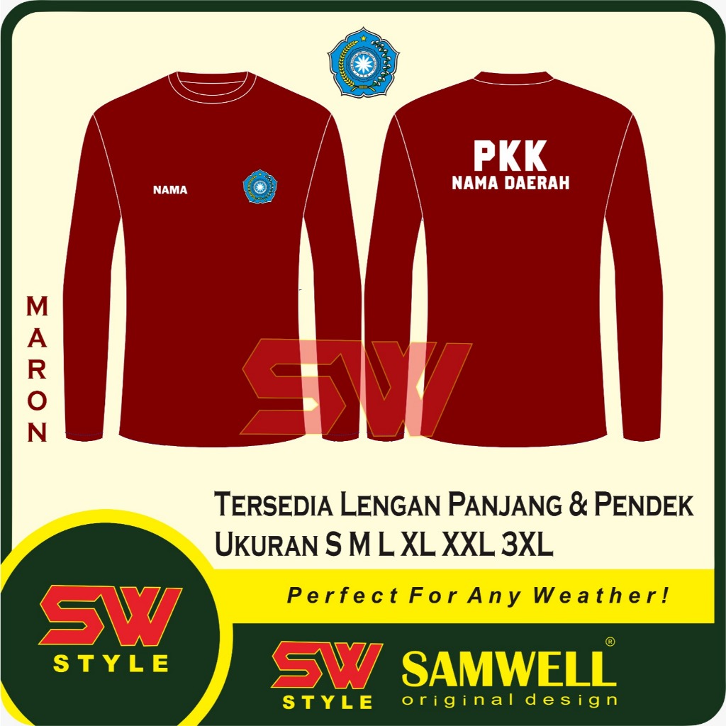 Kaos Tshirt PKK Terbaru / Kaos PKK Bisa Custom Free Nama dan Nama Daerah Tersedia Lengan Panjang dan