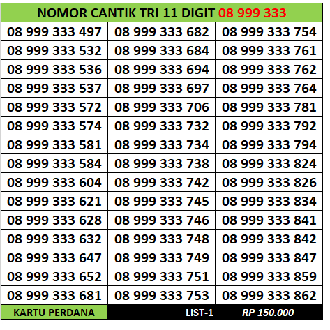 nomor cantik tri 11 digit kartu perdana tri super