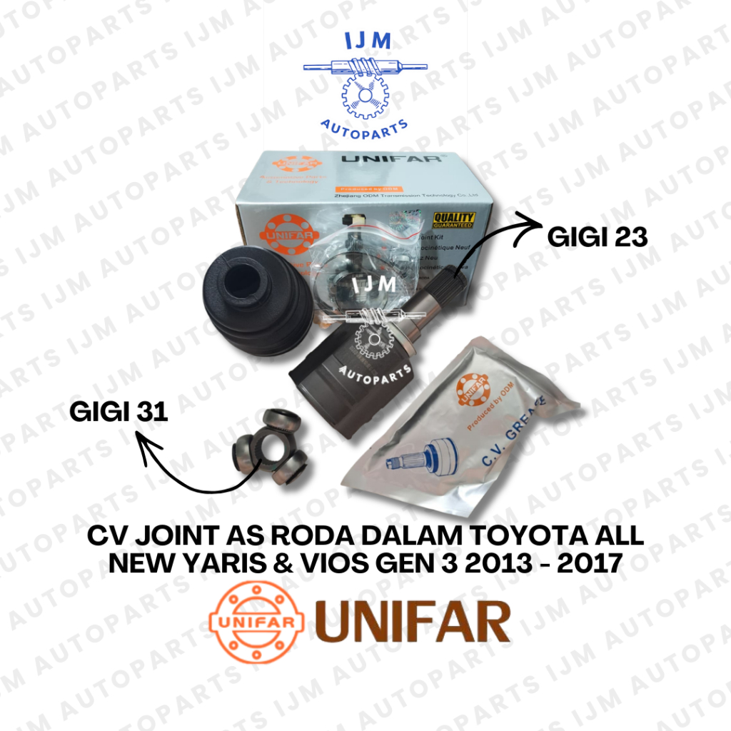 CV Joint As Roda Dalam Toyota All New Yaris & Vios Gen 3 2013 - 2017 Unifar