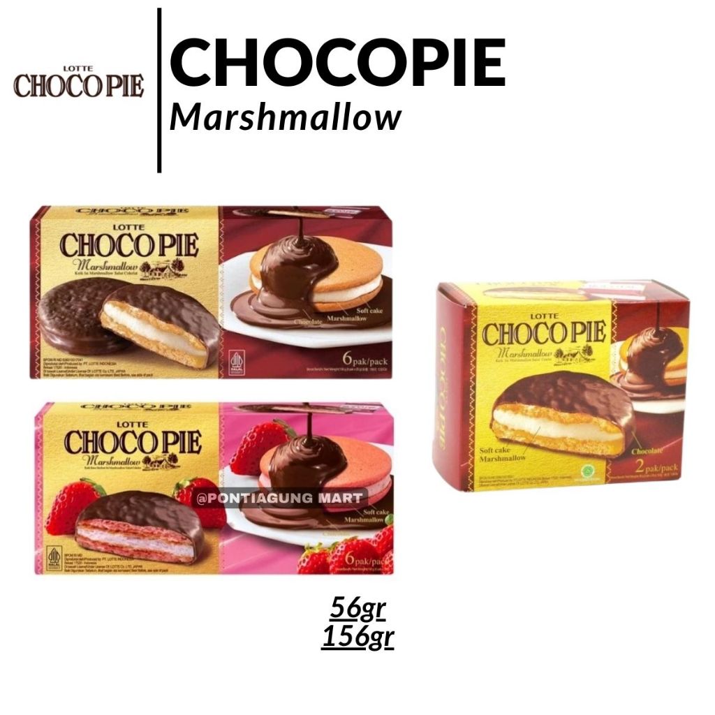 LOTTE Chocopie Vanilla, Marshmallow, Strawberry - Snack