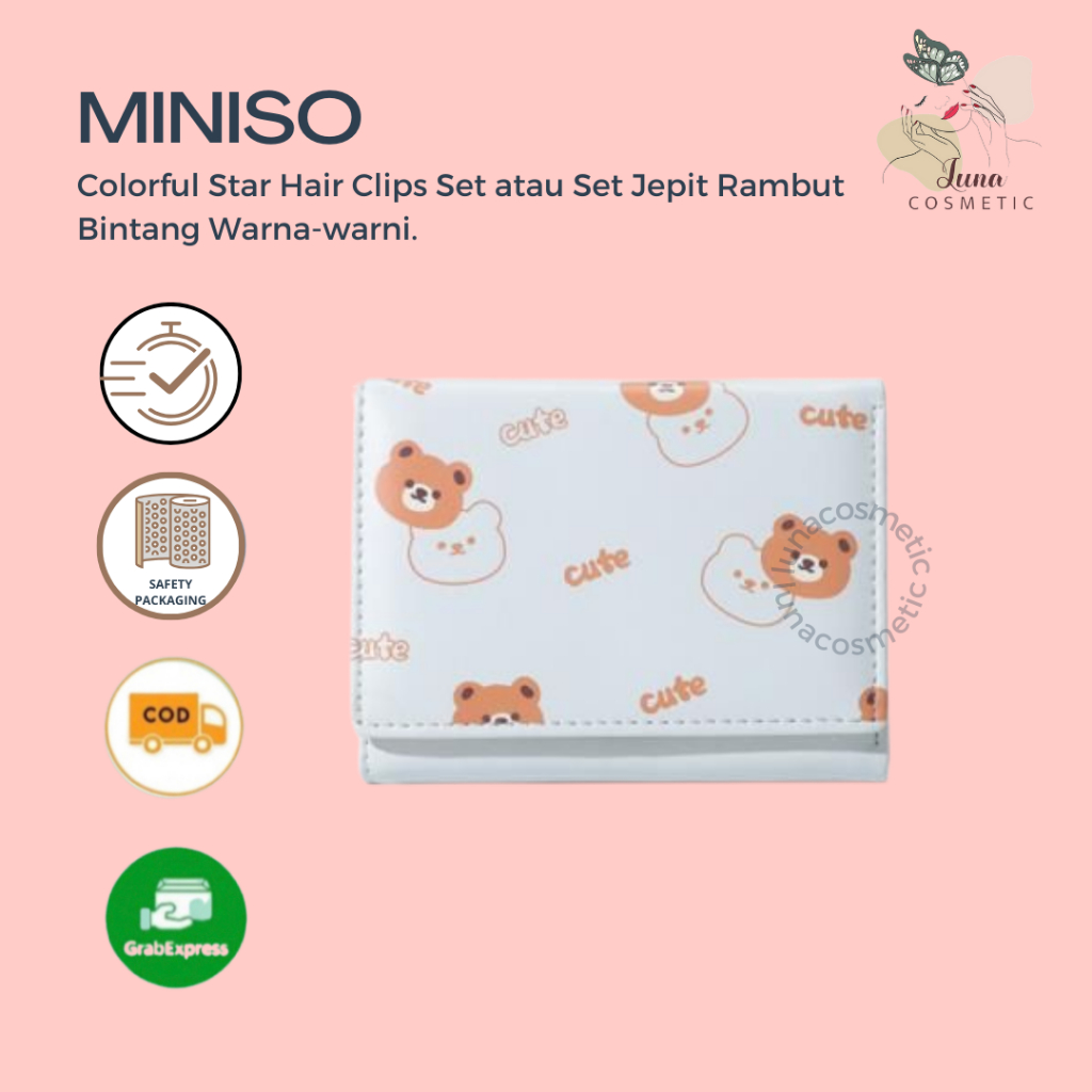 Miniso Bear Series Trifold Wallet atau Dompet Lipat