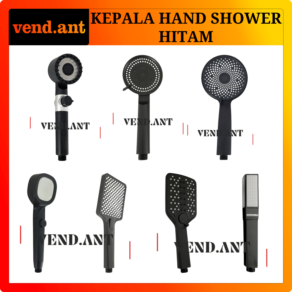 Gagang Kepala Semprotan Hand Shower Kamar Mandi Bulat Kotak Hitam Black Series