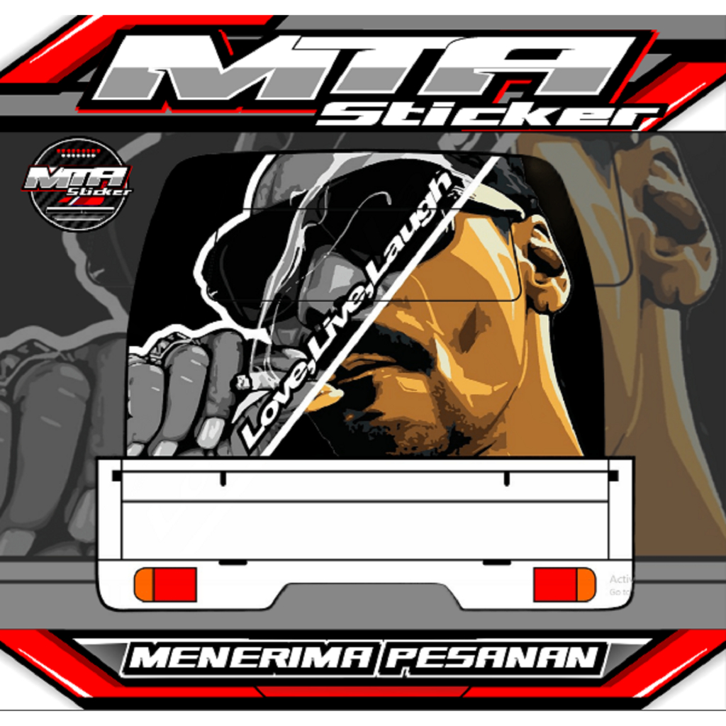 Stiker Kabin Belakang Pick Up/Gegeran - Stiker Variasi Pick Up - Stiker Bisa Custome Desain Dan Tipe