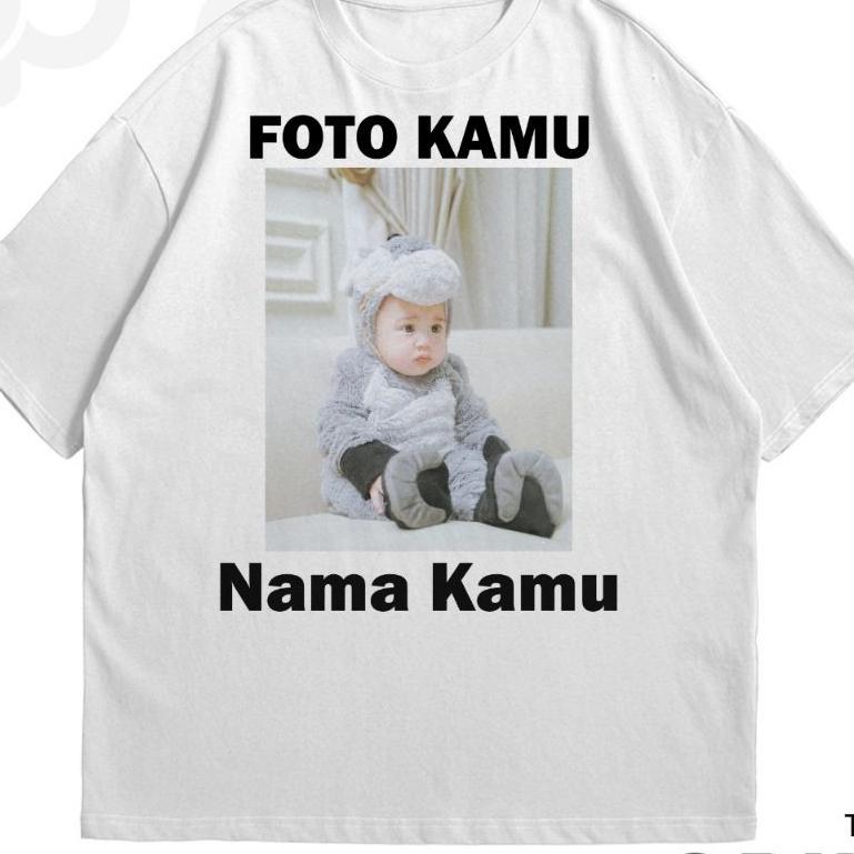 T-shirt Custom Foto + nama Sendiri Sablon DTF - Kaos Sablon Bisa Request Foto Sendiri - Kaos Couple