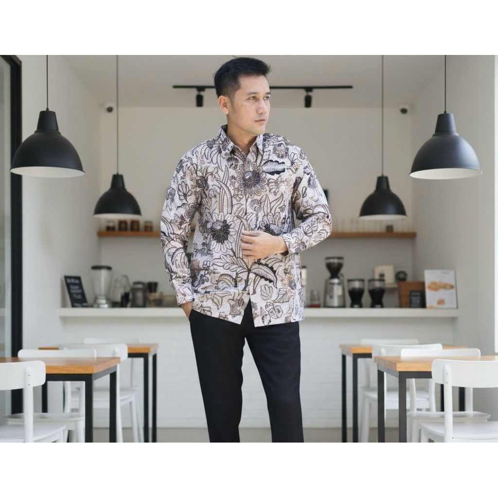 Baju Kemeja Batik Cowok Lengan Panjang Atasan Batik Premium High Quality