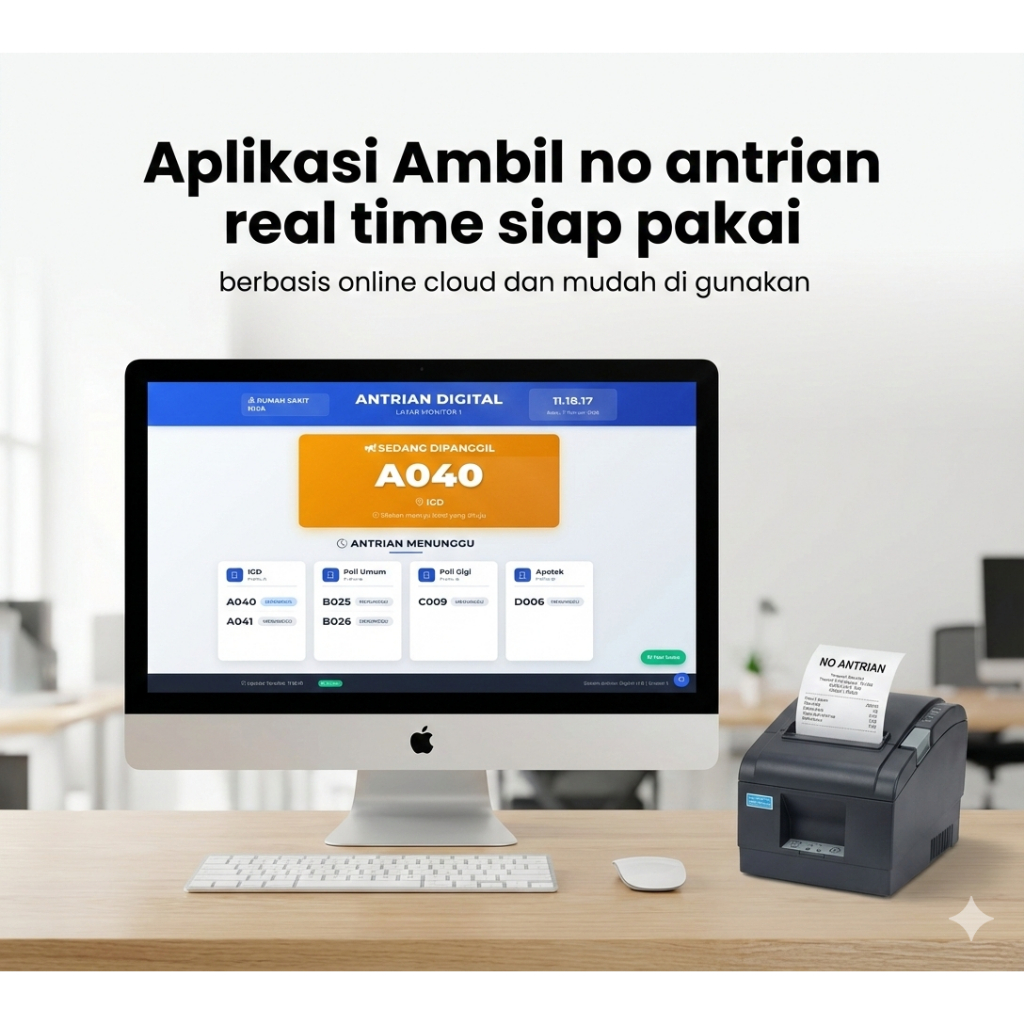 Aplikasi Antrian Digital Web-Based + Suara Panggil & Monitoring Realtime