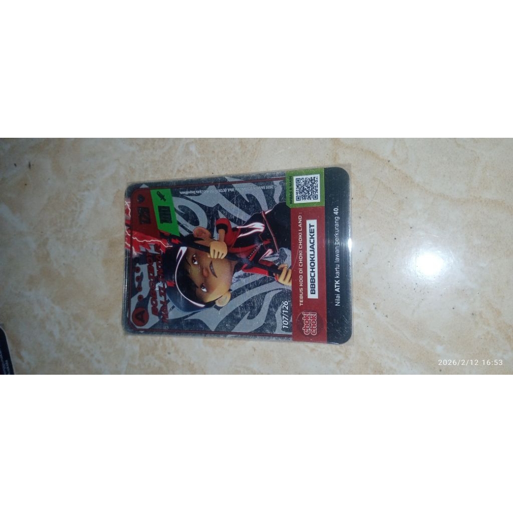 kartu choki-choki BoBoiBoy halilintar s1 foil