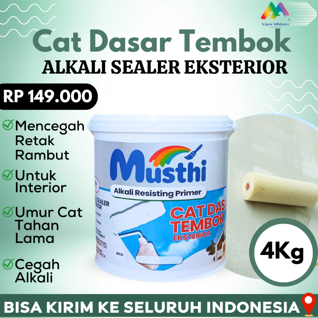 Cat Dasar Tembok Alkali Sealer Eksterior Musthi Paint 4 Kg Cat Alkali Sealer