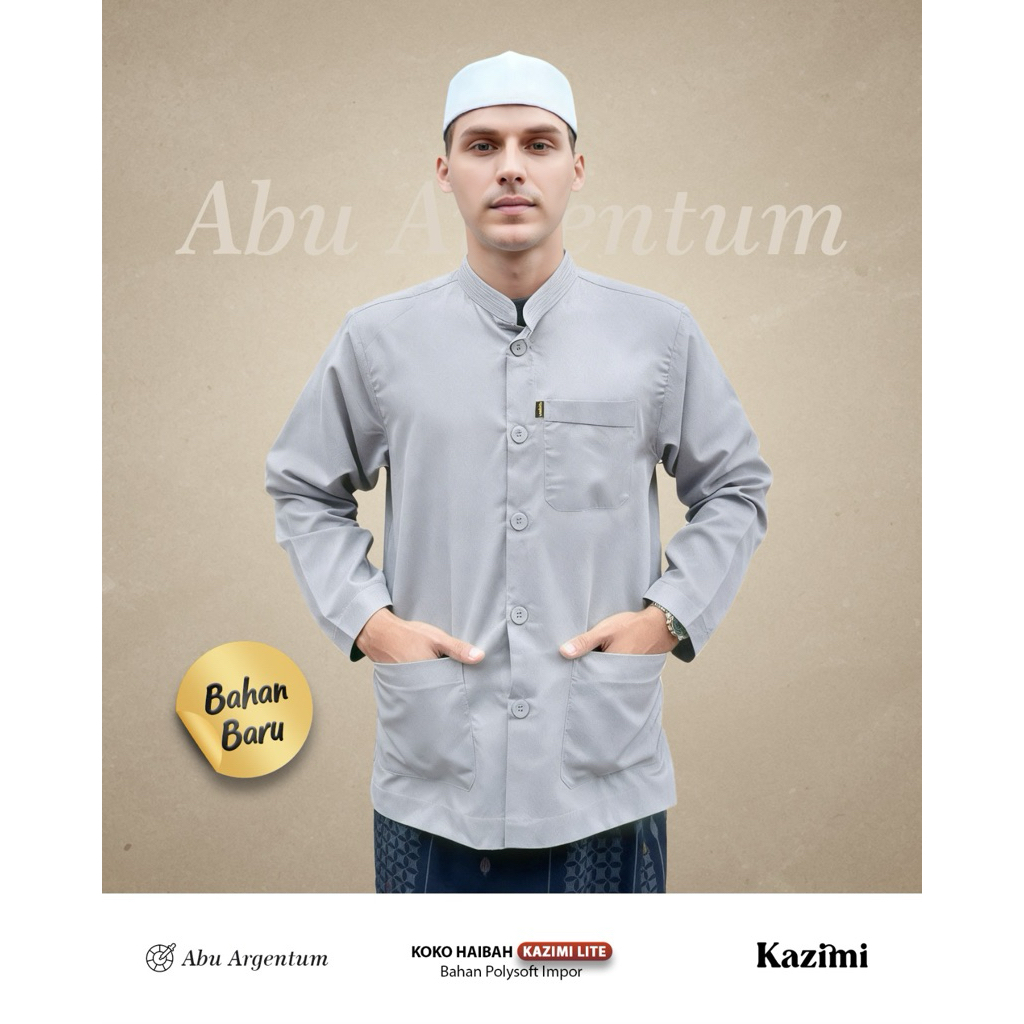 Baju Koko Haibah Kazimi Lite Abu Argentum