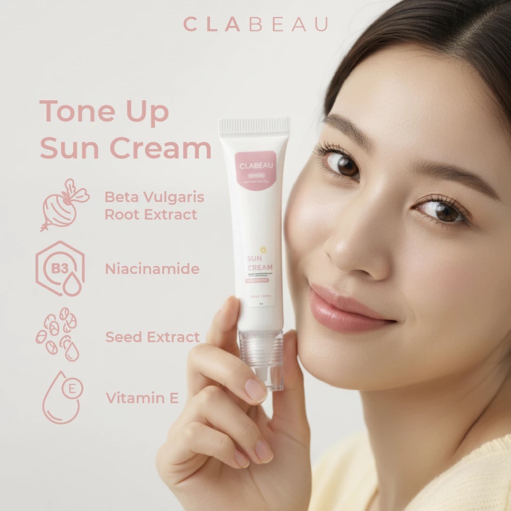 EXTRA GIFT BIOAQUA SM - [BPOM] CLABEAU TONE UP SUN CREAM 3 IN 1 SUNSCREEN,PRIMER,INSTANT BRIGHTERNIN