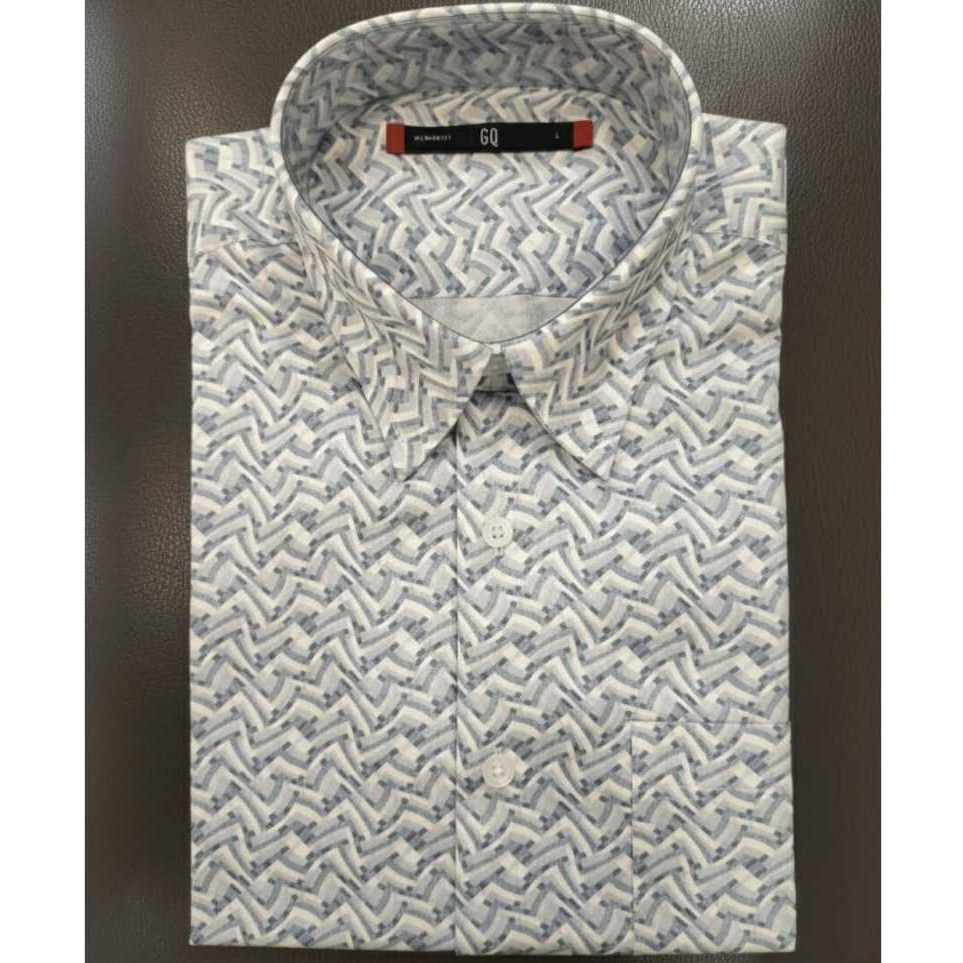 KEMEJA NEW ARRIVAL GQ ( GOOD QUALITY ) 56252024/31 KATUN 100% REGULER FIT LENGAN PENDEK PRINTING PUT