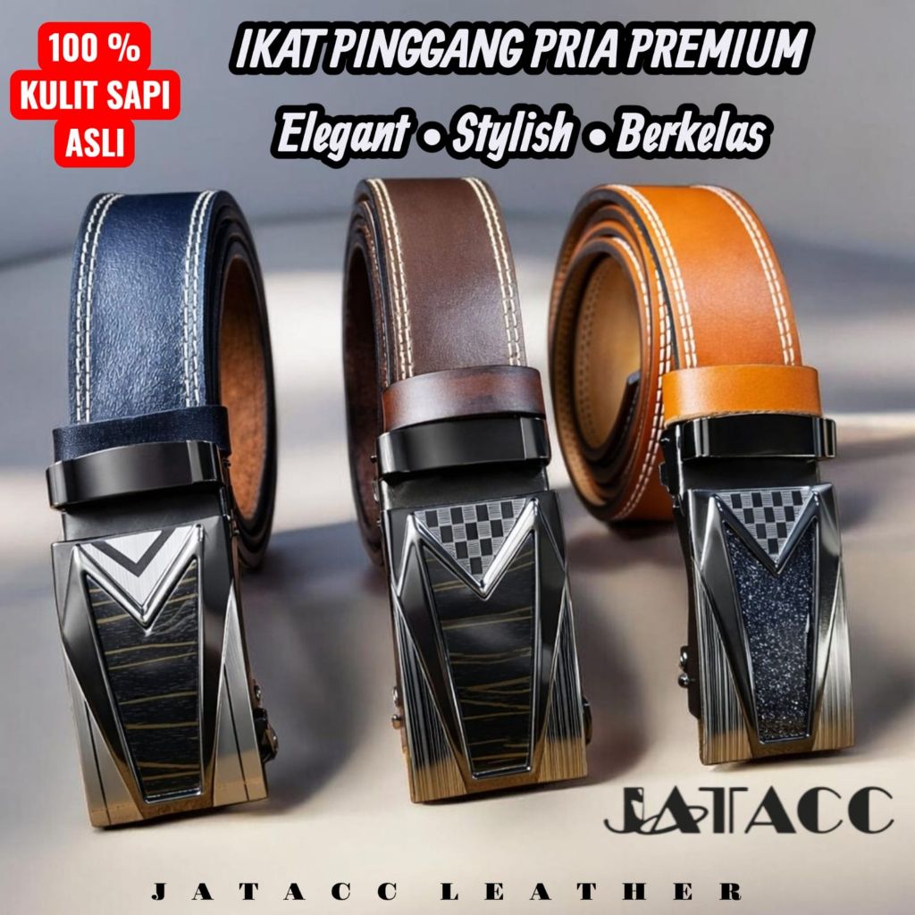 belt - sabuk kulit - Ikat Pinggang Kulit Asli Sapi Pria Lebar 4 cm Panjang 110-125 cm Gesper RELL