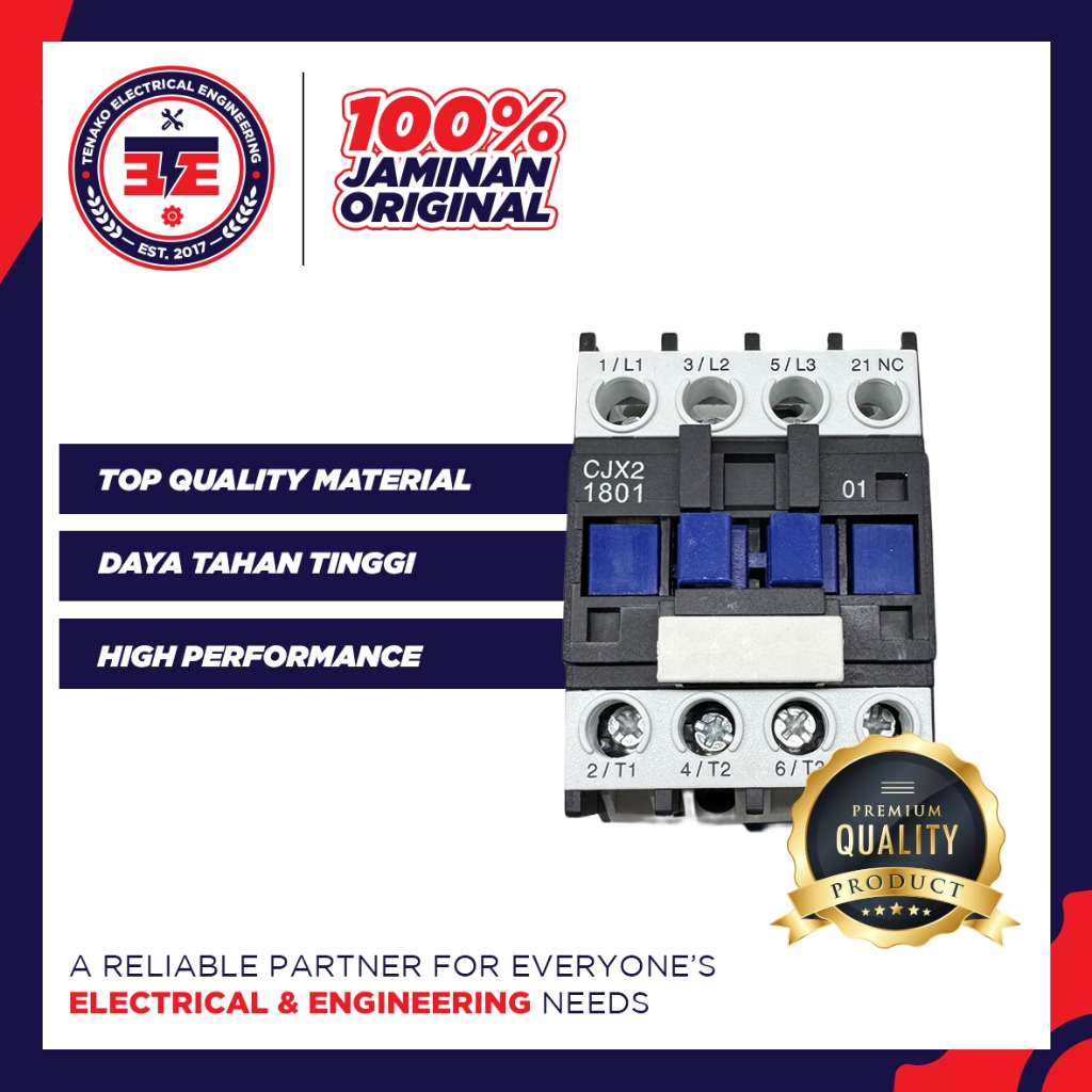 Contactor CJX2-1801 Kontaktor 18A 1NC Kapasitas 18 Amper Normally Closed 220V AC 380V AC 110V AC 24V