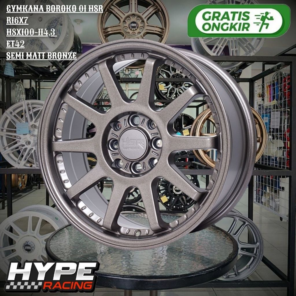 Velg Racing Mobil Ring 16 HSR Gymkana Boroko 01 R16 Bronze bagus buat  Sigra , Calya , Fiesta