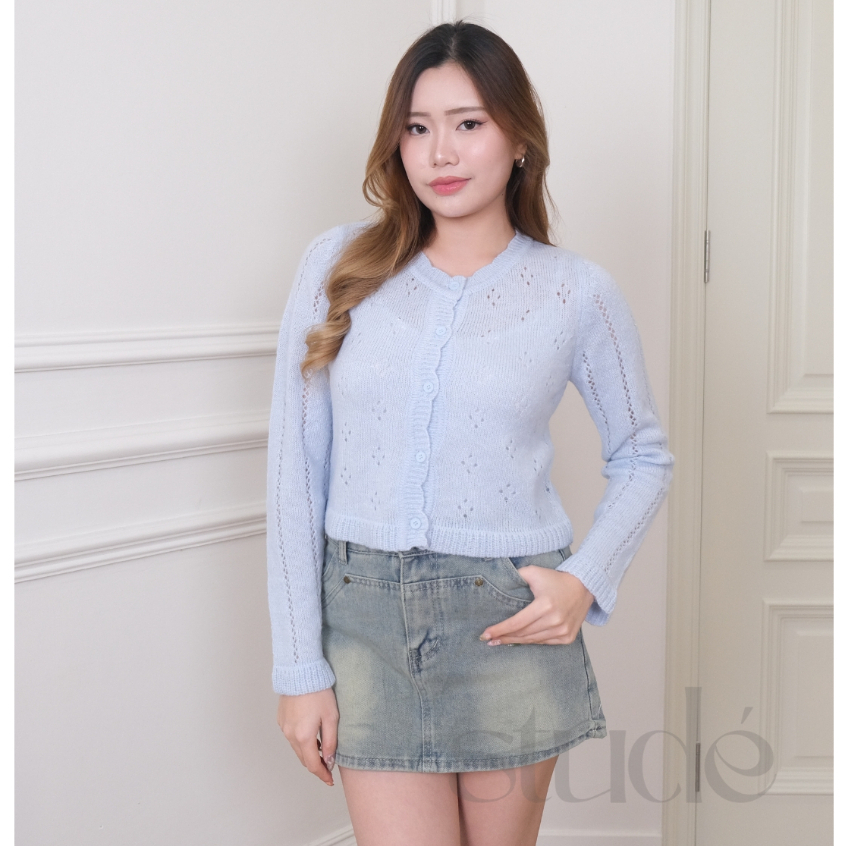 STUDE I AURORA OUTER - Cardigan jaring rajut bahan adem - wanita kancing panjang