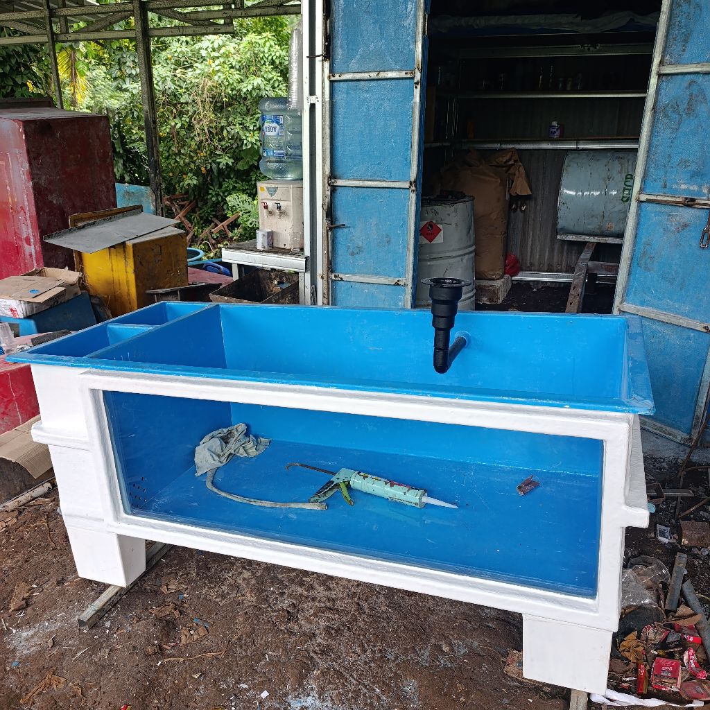 Kolam Ikan uk 150x60x50+ kaki 20 cm kaca + filter 3 sekat /aquarium koi Fiberglass Cantik