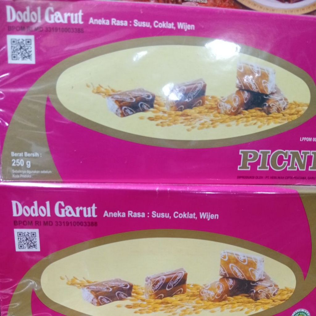 Dodol Garut Picnic 250Gram - Snack Tradisional dengan Rasa Wijen, Coklat, dan Susu