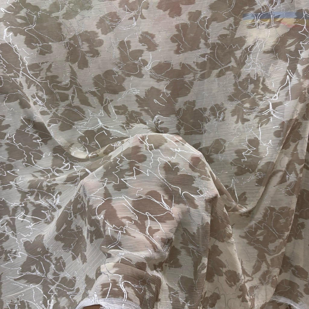 Bahan Kain Ceruti Yoryu Silk Motif Bunga Mawar Estetik - Kain Meteran High Quality untuk Pashmina, T