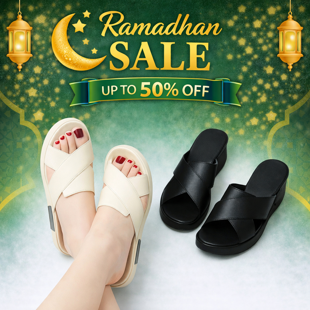 Sandal Wedges Polos Hak 5 cm / Sandal Slop Wedges Wanita