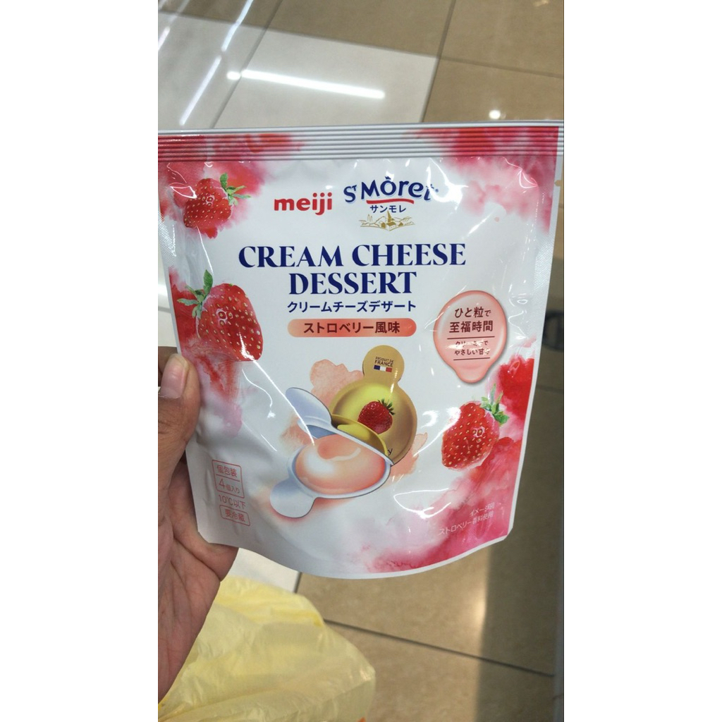 Meiji SMöret Cream Cheese Dessert Strawberry Vanilla Snack Keju Dessert Jepang Manis Lembut Original